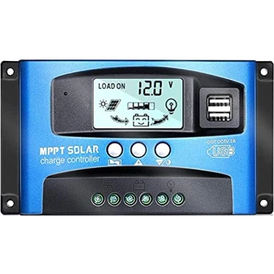 Image de Y&amp;H 100A contrôleur de charge solaire MPPT 12V / 24V avec double port USB, panneau à écran LCD