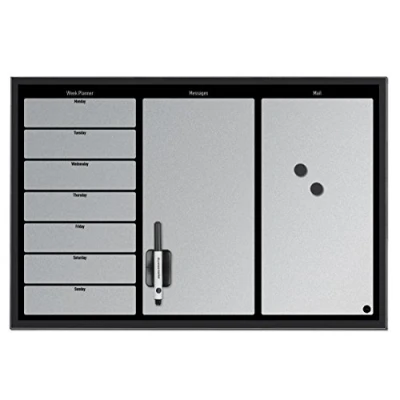 Image de Bi Office Tableau planning Hebdomadaire + Messages Notes 60 x 40 cm Noir