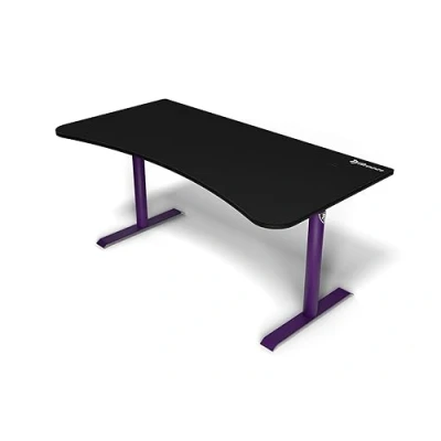 Image de Arozzi Arena Bureau Gaming incurvé Ultra Large avec Tapis sur Toute la Surface, Support de Moniteur découpes et Filet Gestion des câbles [Deep Purple]