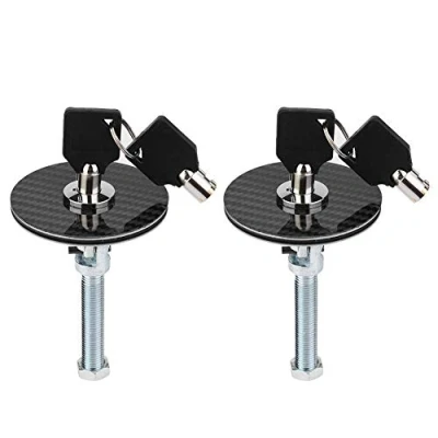 Image de Verrou de couvercle, Kit goupille clé verrouillage capot moteur Style fibre carbone universel pour voiture