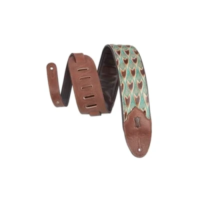 Image de Levy&#039;s Sundance Sangle de Guitare en Cuir gaufré 7,6 cm Large, Pointe flèche Turquoise, Taille Unique Mixte