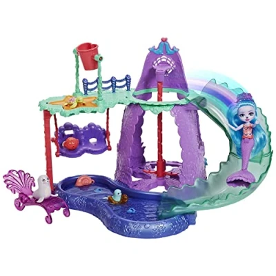 Image de Enchantimals Royaume de l&#039;océan Parc Aquatique des Sirènes, avec Mini poupée Shayda Otarie, Figurines animales et Accessoires, Jouet Enfant, HCG03