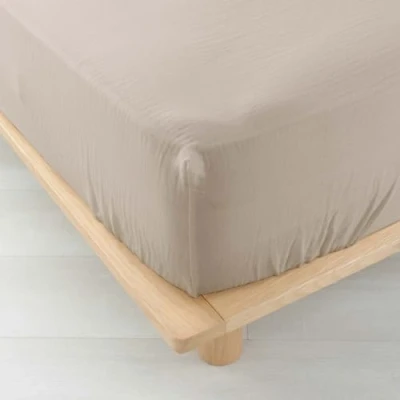 Image de douceur d&#039;intérieur, Drap Housse (160 x 200 cm) Angelia Sable, Gaze de Coton