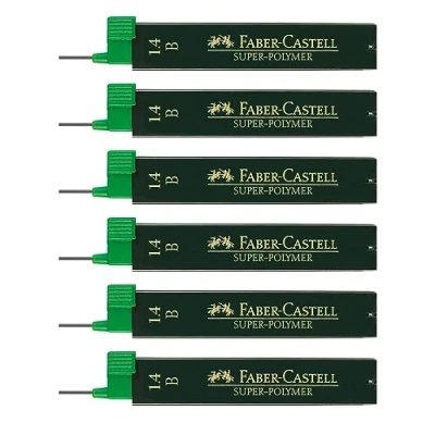 Image de FABER CASTELL 205071 Set de mines fines Super Polymer, 6 pièces 12 chacune, 1,4 mm, dureté B
