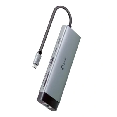 Image de TP Link UH9120C Hub USB C 9 en 1, 1 HDMI 4K @60Hz, Gigabit Ethernet, SD et microSD UHS I, PD 100W, 3.0, 3 Ports A SuperSpeed à 5 Gbps, Win11/10/8.1, Mac OS X 10.9+, Linux