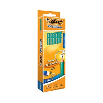 Image de BIC Evolution Original Crayons à Papier avec Gomme Intégrée , Certifiés NF Environnement, Pointe HB, Boîte de 12