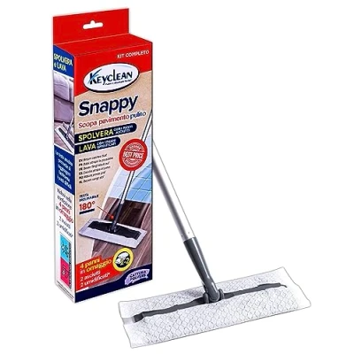 Image de IPEA Kit Complet Balai avec Tête Rotative à 180 pour Laver Les Sols, Dépoussiérer, Nettoyer Vitres 2 Lingettes Sèches Sols + Humides Inclus Élimine la Saleté