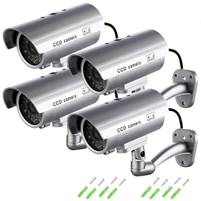 Image de TEMPO DI SALDI 4 Faux Caméras De Surveillance en Plein Air Lumière LED Clignotant Infrarouge