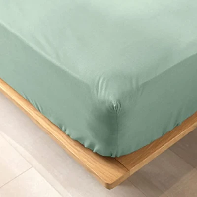 Image de douceur d&#039;intérieur, Drap Housse (160 x 200 cm) Biolina Sauge, 100% Coton Bio