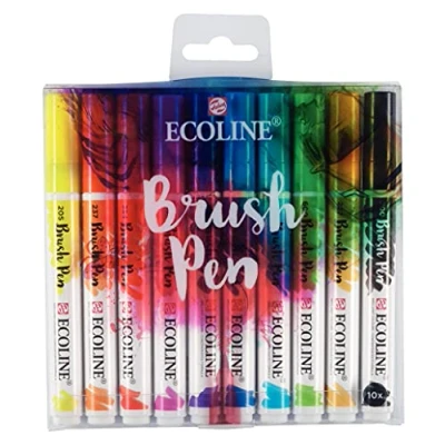 Image de Ecoline Brush Pen Set de 10 Marqueurs pointe feutre Teintes base à dégrader pour lettering, dessin &amp; journaling
