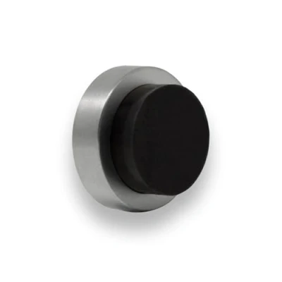 Image de EVI Herrajes Butée De Porte Adhésive Pour Mur/PoignéE 24 x 14 mm Caoutchouc Noir Acier inoxydable V2A Finition Mate Outils, Vis + Cheville Fixation Compris Mod. I 20524TPMAM