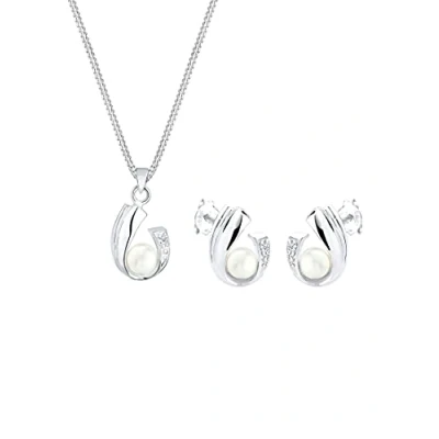 Image de Elli DIAMONDS parure Femmes avec Perles d&#039;Eau Douce et Diamant (0.04 ct) en Argent Sterling 925