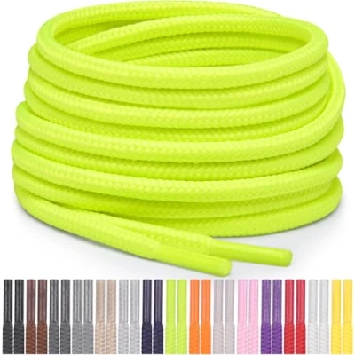 Image de Miscly Lacets Ronds pour Chaussures, Baskets et Bottes Disponibles en Plusieurs Longueurs Couleurs (Vert/Jaune Néon, 137 cm)