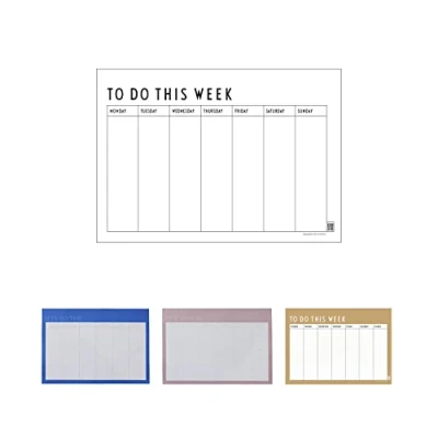 Image de Design Letters 2024 Semainier Planner A5 agenda Bloc de Planification Détachable To Do List Idéal comme Planificateur Quotidien, Familial, Calendrier 60 Pages