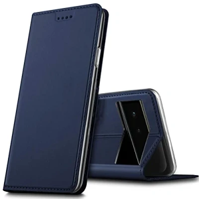 Image de Verco Étui de protection à rabat en cuir synthétique pour Google Pixel 6a Bleu