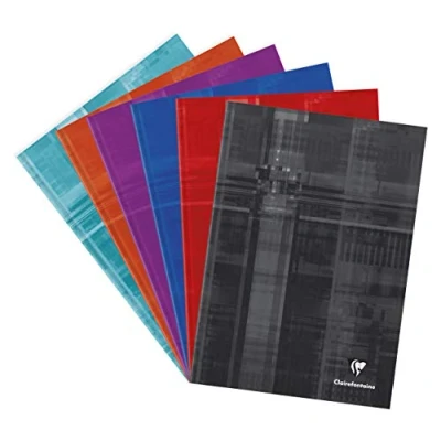 Image de Clairefontaine 9045C Un Cahier Brochure Rembordée Rigide A4 21x29,7 cm 192 Pages Lignées avec Marge Papier Blanc 90 g Couverture Carte Pelliculée Couleur Aléatoire
