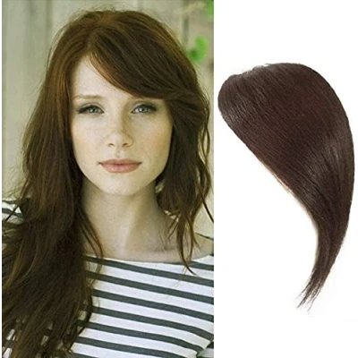 Image de Clip In Air Side Bangs Frange 100% Cheveux Humains Latérale Droite Extensions de Cheveux(Marron Foncé)