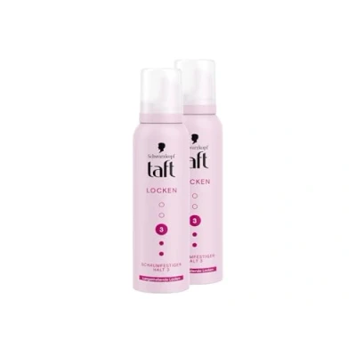 Image de Schwarzkopf Taft Lot de 2 flacons mousse coiffante pour boucles longue durée, x 150 ml, niveau tenue 3, formule végétalienne*