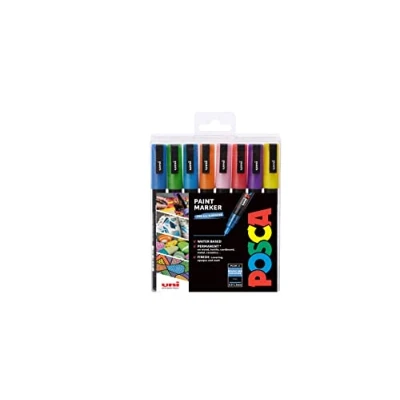 Image de Posca 153544857 Lot de 8 Marqueurs peinture avec encre à base d&#039;eau et pointe ogive 1,5 mm