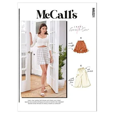 Image de McCall&#039;s Patterns M8221Y Patron de couture Short pour femme, Multicolore, Y (XS S M)