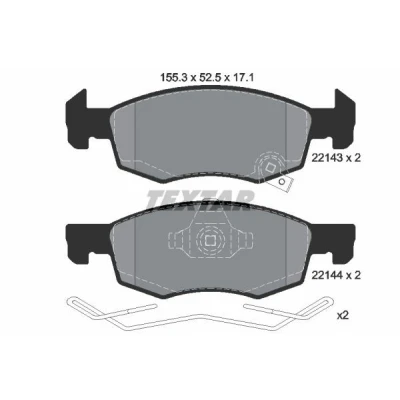Image de TEXTAR 2214301 Jeu de plaquettes frein avec indicateur d&#039;usure accessoires OPEL: Corsa E 3/5 portes, VAUXHALL: Mk4