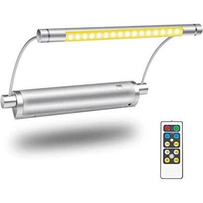 Image de HONWELL Lampe Murale LED Sans fil Alimentée par Piles Applique avec Télécommande Flexible Eclairage Tableau Pile Têtes Rotatives Minuteur Variateur D&#039;intensité pour Cadre