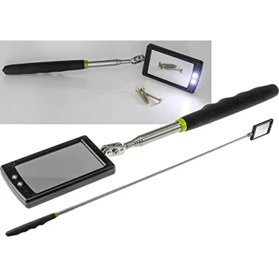 Image de ChiliTec Outil de Miroir télescopique Avec éclairage LED à main extensible 28 88 cm poignée souple et orientable
