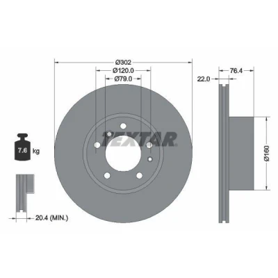Image de TEXTAR PRO 92042203 Disque de frein 302 21,9 05/07 120 ventilé l&#039;intérieur revêtu sans boulon fix roue, moyeu roue BMW: 5 Berline, 7