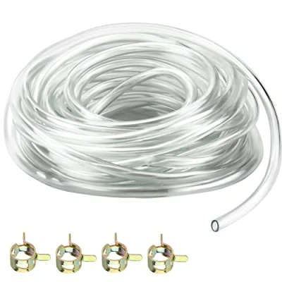 Image de 5M Tube Pvc Silicone, Tuyau Transparent de Pression 8mm ID x 11mm OD D&#039;Oxygène D&#039;Aquarium Carburant, D&#039;Huile, avec 4 Colliers Serrage
