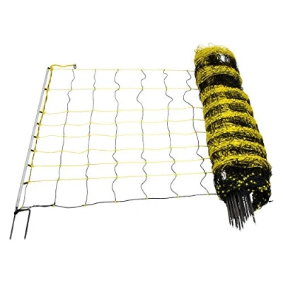 Image de horizont filet pour moutons horinetz électronique jaune, noir, hauteur 105cm, longueur 50m, double épi 14 piquets, clôture électrique, chèvres