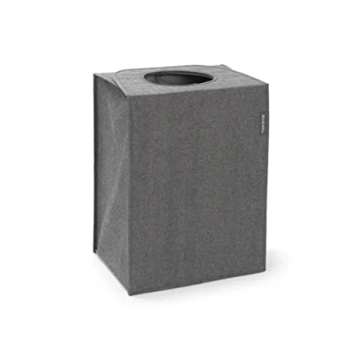 Image de Brabantia Sac à Linge Rectangulaire Le Haut Pliable L&#039;ouverture Quick Drop Peu Encombrant Facile vider Gros volume Poivre Noir 55 L