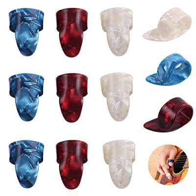 Image de Médiators du Pouce Doigt 12 Pièces Support de Médiator pour le Pics Guitare en Celluloïd l&#039;index et Acoustique