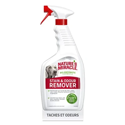 Image de Nature’s Miracle Stain &amp; Odour Remover Spray Eliminateur pour taches et odeurs organiques des chiens urine, excréments, vomis Action Bio Enzymatique Multi surfaces Parfum Agrumes 709 ml