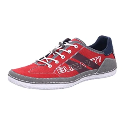 Image de bugatti Homme Baskets décontractées à la Mode avec détails de Logo et Semelle Flexible, Rouge, 45 EU