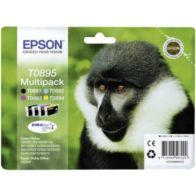 Image de EPSON Multipack T0895 Singe Noir, Cyan, Magenta, Jaune (C13T08954020)