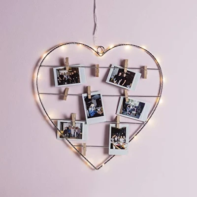 Image de Lights4fun Coeur Lumineux à Micro LED Blanc Chaud avec Pinces