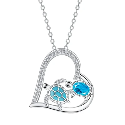 Image de J.MUEN Tortue Collier en femme, Argent Sterling 925 Mère Cadeau de Bijoux pour Femmes Filles Cadeaux Noël d&#039;anniversaire