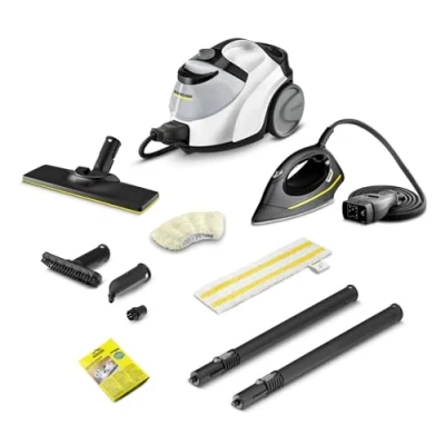 Image de Kärcher Nettoyeur Vapeur SC 5 EasyFix Iron &amp; Fonction VapoHydro, Pression Vapeur: 4,2 bar, Préchauffage: 3 min, Surface: 150 m², Réservoir: 0,5 l + 1,5 l, Kit de Nettoyage Sol, Fer à Repasser