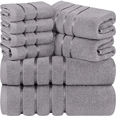 Image de Utopia Towels Ensemble de 8 Serviettes Luxe 2 Bain essuie Mains et 4 débarbouillettes très absorbantes filé à l&#039;anneau (Gris Froid)