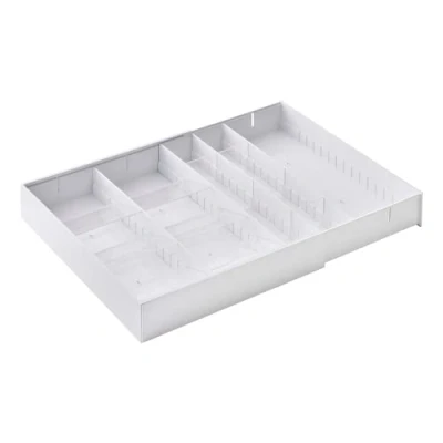Image de Yamazaki 5415 TOWER Plateau à couverts extensible en diagonale, blanc, Résine ABS/Résine PS, minimaliste, 30～47.5 x 35 5.5 c m