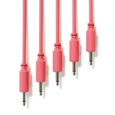 Image de ExcelValley 5 Pack Câbles Modulaires Mono Patch TS 3,5mm 1/8&quot; Eurorack Synthétiseur [Pêche 150 cm 59&quot;]