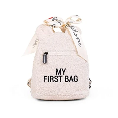 Image de CHILDHOME, Sac À Dos Enfant Bébé, Ecole, Maternelle, Crèche, Deux Compartiments, Contenance Adaptée Lunchbag/Bouteille, Boucle De Sécurité Amovible, Déperlant, My First Bag, teddy écru