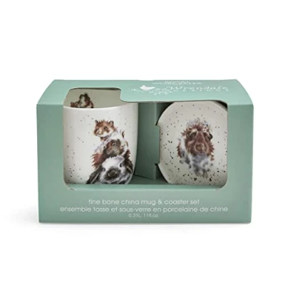 Image de Wrendale Designs Ensemble tasse et dessous de verre « Piggy in The Middle »