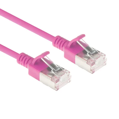 Image de ACT DC7402 Câble réseau CAT6a U/FTP LSZH LAN fin 3,8 mm flexible sans accroc CAT 6a avec prise RJ45 pour utilisation dans les centres de données Rose 2 m