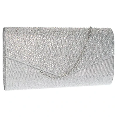 Image de SwankySwans Femme Montary Paillettes Strass enveloppe d&#039;embrayage Sac argent Argenté,