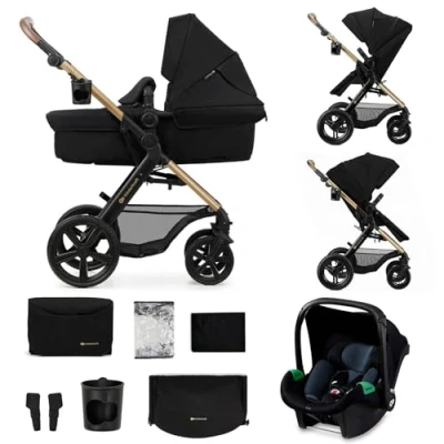 Image de Poussette 3 en 1 Combinée KINDERKRAFT MOOV2 XL avec Siège auto I size Grande nacelle Système de voyage Noir