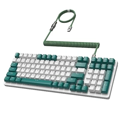 Image de MAMBASANKE K6 Pro 96% 3 Modes Clavier de Jeu Mécanique Hot Swap 4000mAh 2.4Ghz/Bluetooth 5.0/Clavier Filaire avec Câble USB Enroulé Type C 9 RVB Rétroéclairé Linéaire Rouge Commutateur pour Gamer Vert