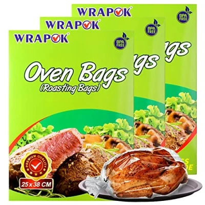 Image de WRAPOK sacs Cuisson Petit Four et Micro ondes 24 (25 x 38 cm) pour la viande de poulet à dinde Poisson volaille Poissons Fruits mer