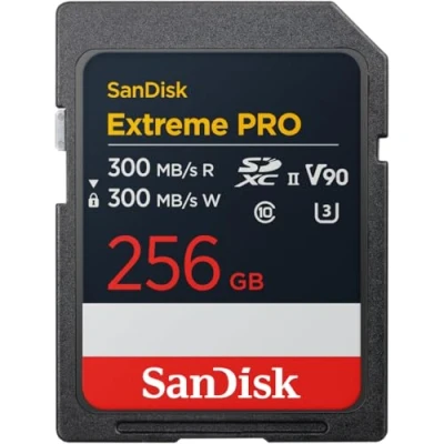 Image de SanDisk Extreme Pro 256 Go Carte SDXC UHS II Carte, jusqu&#039;à 300 Mo/s en Lecture, écriture, V90, Ses Performances de Niveau Professionnel Permettent Un Enregistrement vidéo 8K