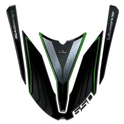 Image de Resin Bike Autocollant Moto Compatibles avec Kawasaki Versys 650 2017 2020. Protection de Réservoir Contre Les Chocs et Éraflures. 3D Résinés Argent Vert